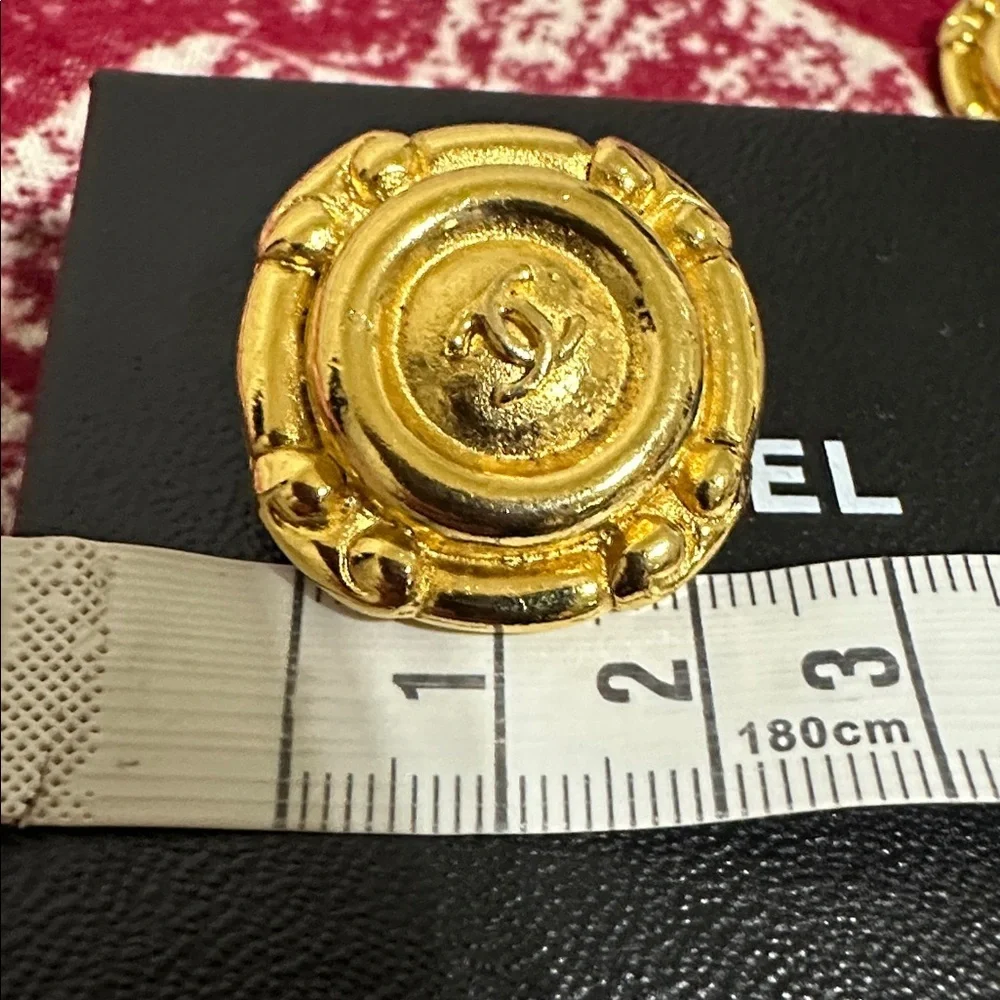 Chanel Gold-Tone Button Earrings